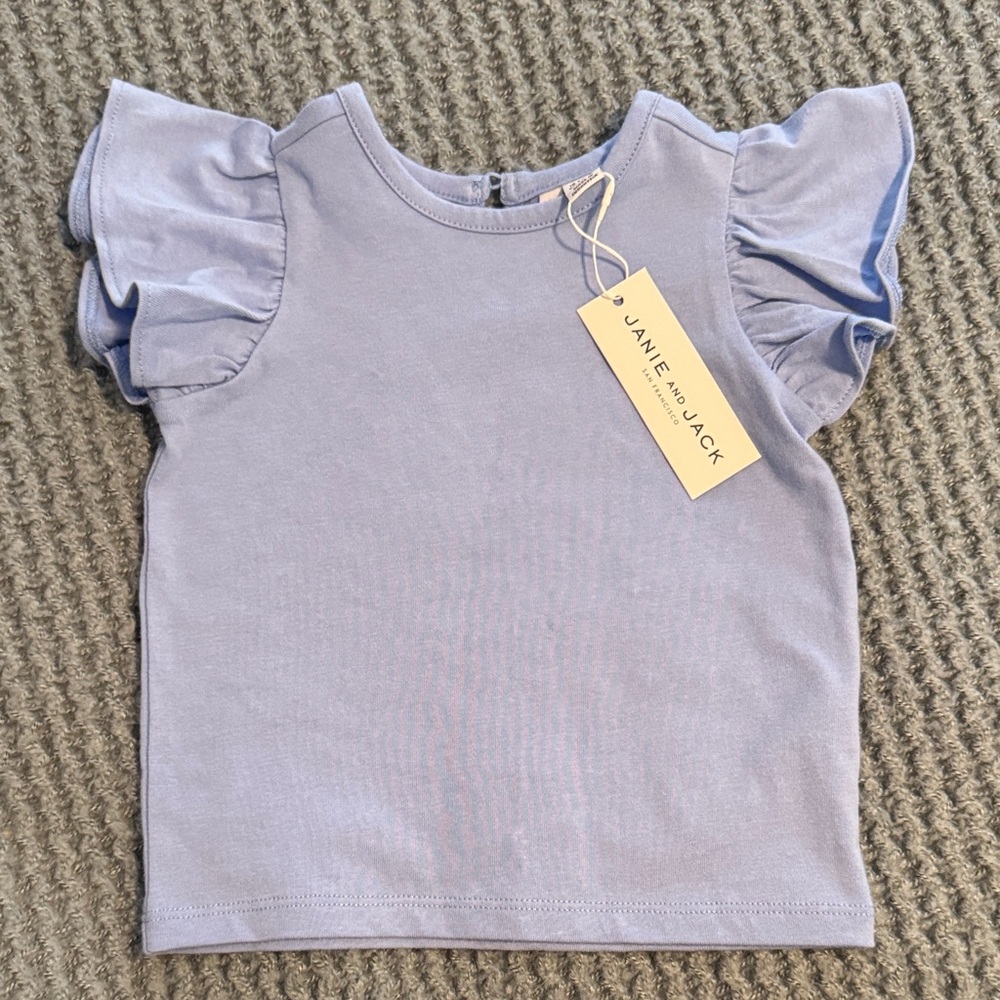 NWT Janie and Jack Sky Blue Ruffle Sleeve Jersey Top